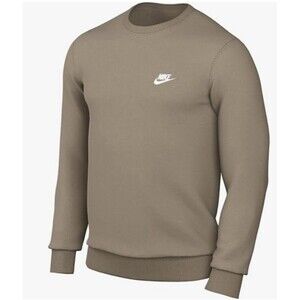 Nike Sportswear Club Fleece Crewneck Sweatshirt Flax Brown Mens Large BV2662-247